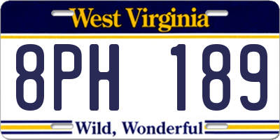 WV license plate 8PH189
