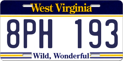 WV license plate 8PH193