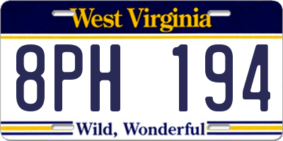 WV license plate 8PH194