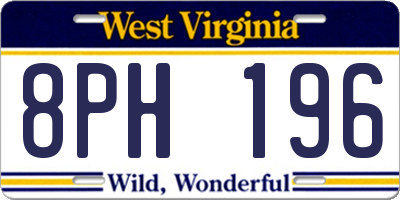 WV license plate 8PH196