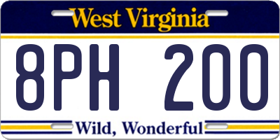 WV license plate 8PH200