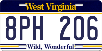 WV license plate 8PH206