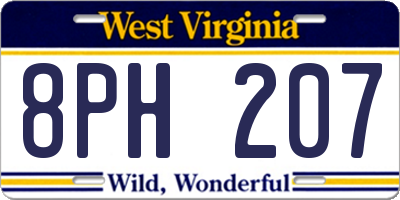 WV license plate 8PH207