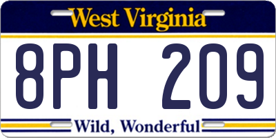 WV license plate 8PH209