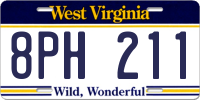 WV license plate 8PH211