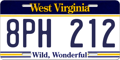 WV license plate 8PH212