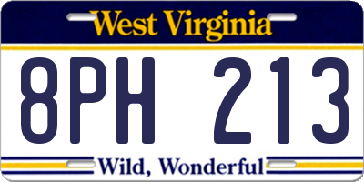 WV license plate 8PH213