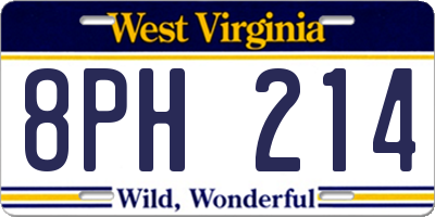 WV license plate 8PH214