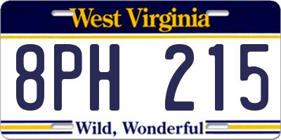 WV license plate 8PH215