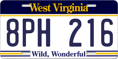 WV license plate 8PH216