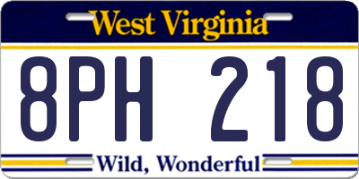 WV license plate 8PH218