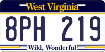 WV license plate 8PH219