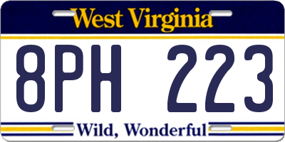 WV license plate 8PH223