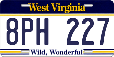 WV license plate 8PH227