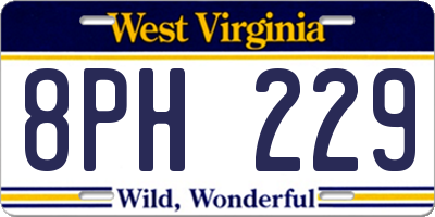 WV license plate 8PH229