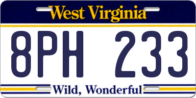 WV license plate 8PH233