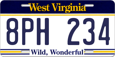 WV license plate 8PH234