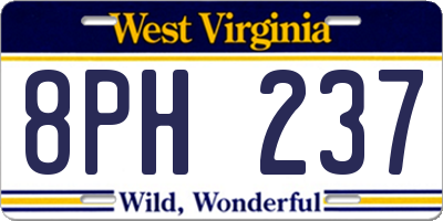 WV license plate 8PH237
