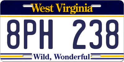 WV license plate 8PH238