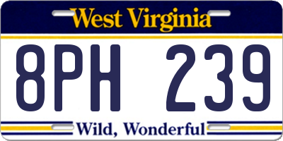 WV license plate 8PH239