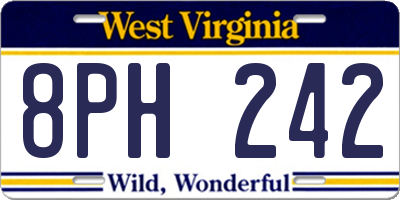 WV license plate 8PH242