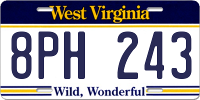 WV license plate 8PH243
