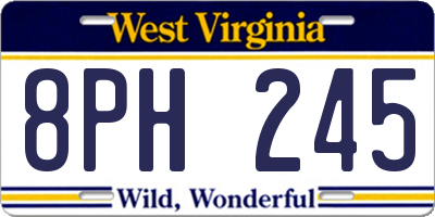 WV license plate 8PH245