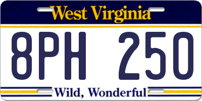 WV license plate 8PH250