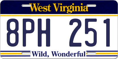 WV license plate 8PH251