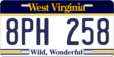 WV license plate 8PH258