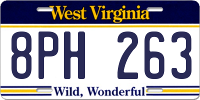 WV license plate 8PH263