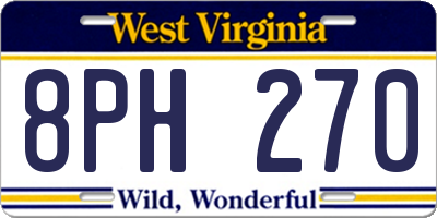 WV license plate 8PH270
