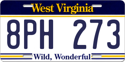 WV license plate 8PH273