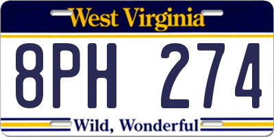 WV license plate 8PH274