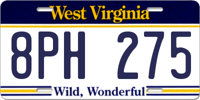 WV license plate 8PH275