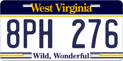 WV license plate 8PH276