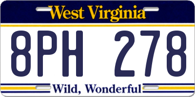 WV license plate 8PH278
