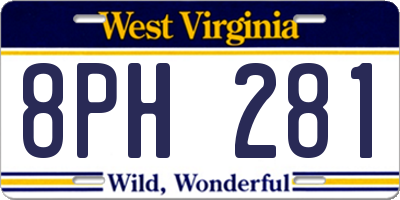 WV license plate 8PH281