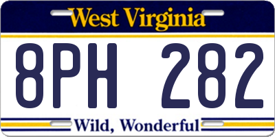 WV license plate 8PH282