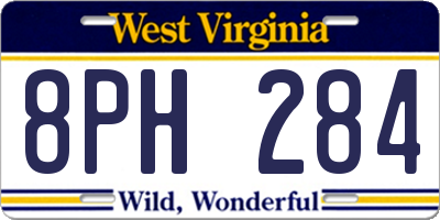 WV license plate 8PH284