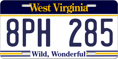 WV license plate 8PH285