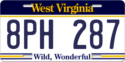 WV license plate 8PH287