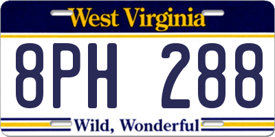 WV license plate 8PH288