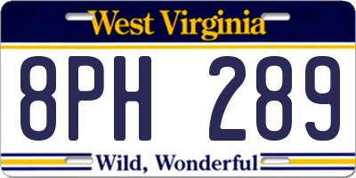 WV license plate 8PH289