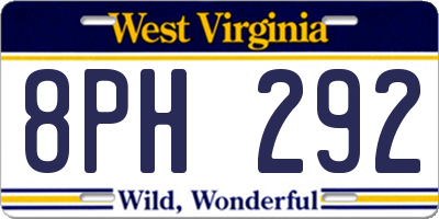 WV license plate 8PH292