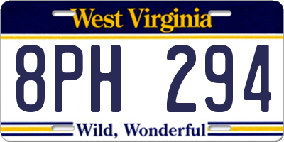 WV license plate 8PH294