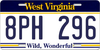 WV license plate 8PH296