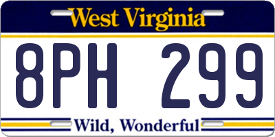 WV license plate 8PH299
