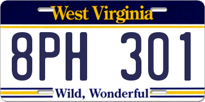 WV license plate 8PH301