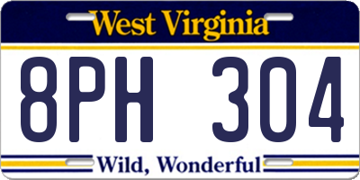 WV license plate 8PH304